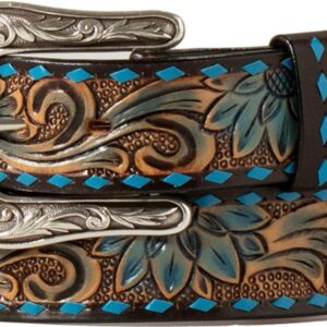 Faja western cuero labrado floral pintado - M