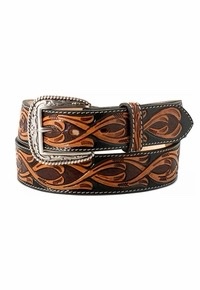 Faja Ariat labrada con hebilla plateada.