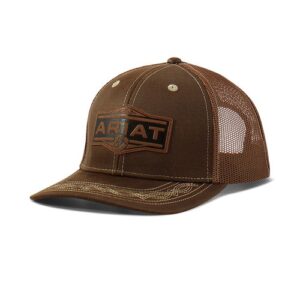 Gorra Ariat café visera bordada.